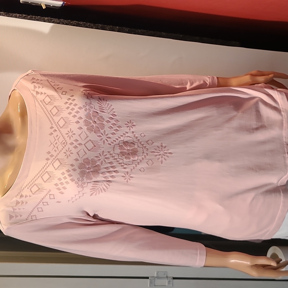 Christopher & Banks Pink Tribal Floral Blouse